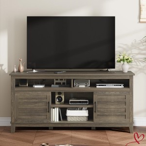 TV Stand for 63 in Entertainment Center with Adjustable Shelves Farmhouse TV Stand with Cabinet Doors - 1 of 4