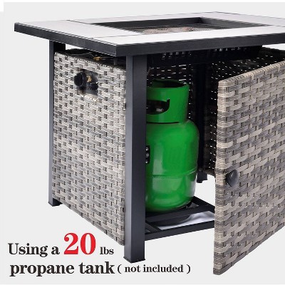 Gray Rattan 7-Person Outdoor Patio Set with Fire Pit