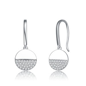 Guili Sterling Silver Rhodium Plated Hook Earrings with Sparkling Cubic Zirconia Stones, A Chic and Elegant Addition to Your Jewelry Box - 1 of 3