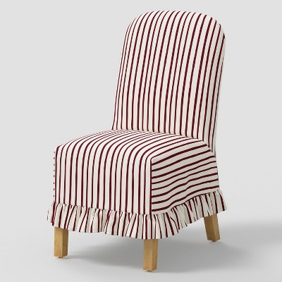 Rounded Back Slipcovered Dining Chair with Ruffle in Waverly Stripe Berry Cream - Threshold™