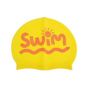 Unique Bargains Kid's Silicone Letter Print Swim Cap 1 Pc - 1 of 4