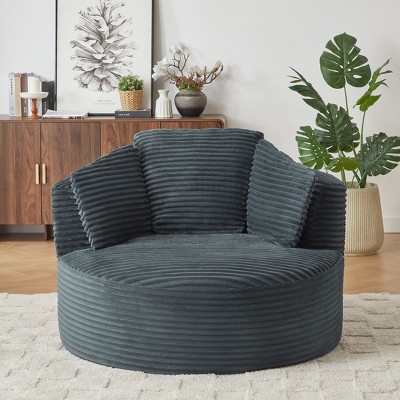 NicBex Compressible Corduroy Round Chair with Cushioned Backrest, Modern Comfy Chair for Living Room,Office,Apartment