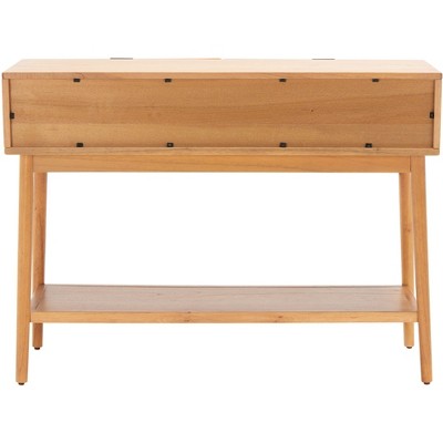 Natural Wood and Rattan 47" Console Table with Storage