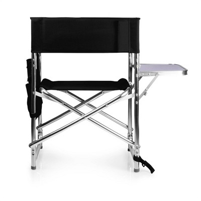 Black Aluminum Camping Chair with Side Table and Storage