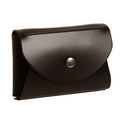 JAM Paper Italian Leather Business Card Holder Case with Round Flap Black 2233317456