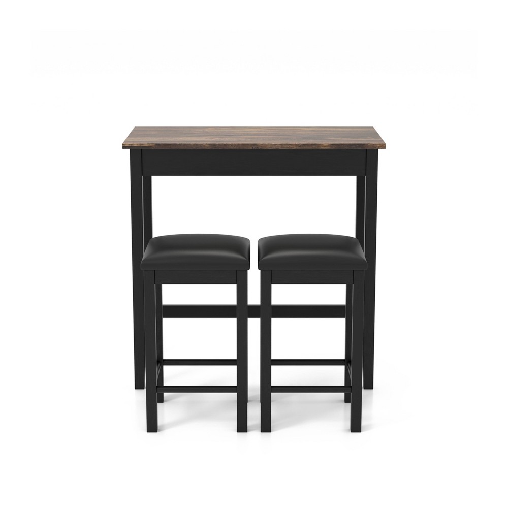 Photos - Dining Table 3pc Caton Counter Height Dining Set Black - miBasics: Upholstered Stools, Faux Marble, Modern Style