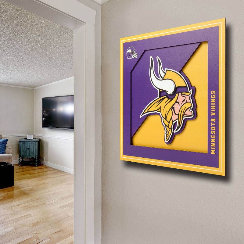 NFL Minnesota Vikings 3D Logo Series Wall Art - 12&#34;x12&#34;, 3 of 5