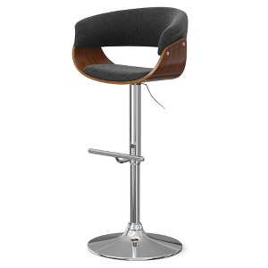 Mid-Century Modern Woven Polyester Adjustable Swivel Barstool with Padded Seat, Bentwood Frame, and Chrome Base for Kitchen - 1 of 4