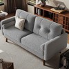 65" Mid-Century Modern Loveseat Sofa, 2-Seater Deep Seat Linen Upholstered Couch for Living Room, Bedroom, Office, Small Space, Beige - 3 of 4