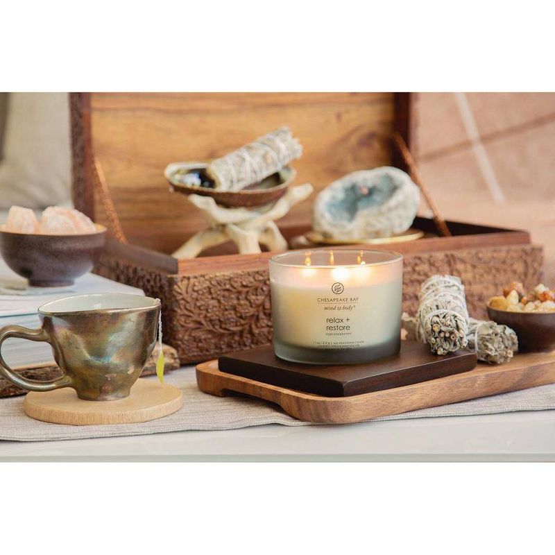 Frosted Glass Relax + Restore  Lidded Jar Candle Light Gray - Mind & Body by Chesapeake Bay Candle, 6 of 11