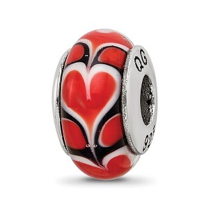Black Bow Jewelry Red Heart Glass Sterling Silver Bead Charm - 1 of 4