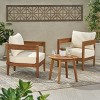 Christopher Knight Home Brooklyn Outdoor 3pcs Acacia Wood  Chat Set with Cushions, Beige - 2 of 4