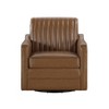 Luxurious Brown Swivel Chair Breathable Faux Leather Upholstered Channel Stitched Back Living Room Furniture 1pc - 2 of 4