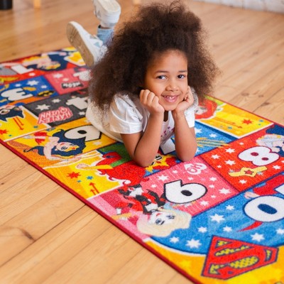 Justice League Girls Hopscotch Educational Play Rug 72 x 31 in