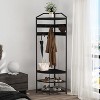 Freestanding Corner Coat Rack with Mesh Shelves & Anti-Toppling Design - All-Metal Shoe & Clothing Organizer for Entryway and Bedroom - 3 of 4