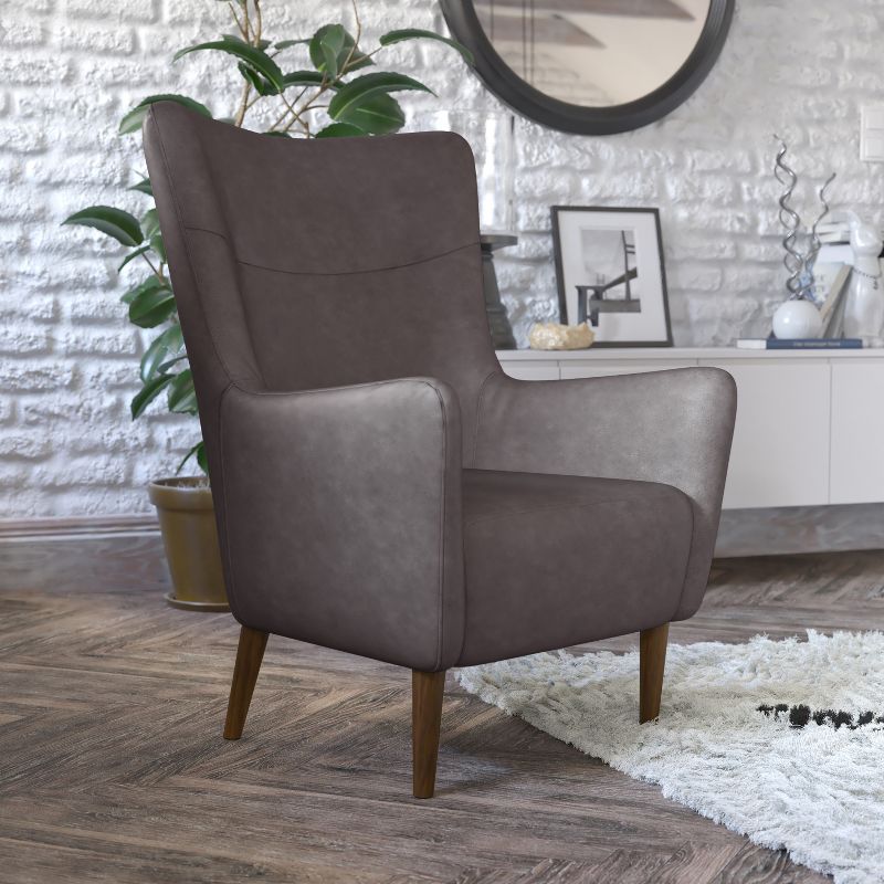 Flash Furniture Connor Traditional Wingback Accent Chair, Commercial Grade Faux Leather Upholstery and Wooden Frame and Legs, 4 of 12