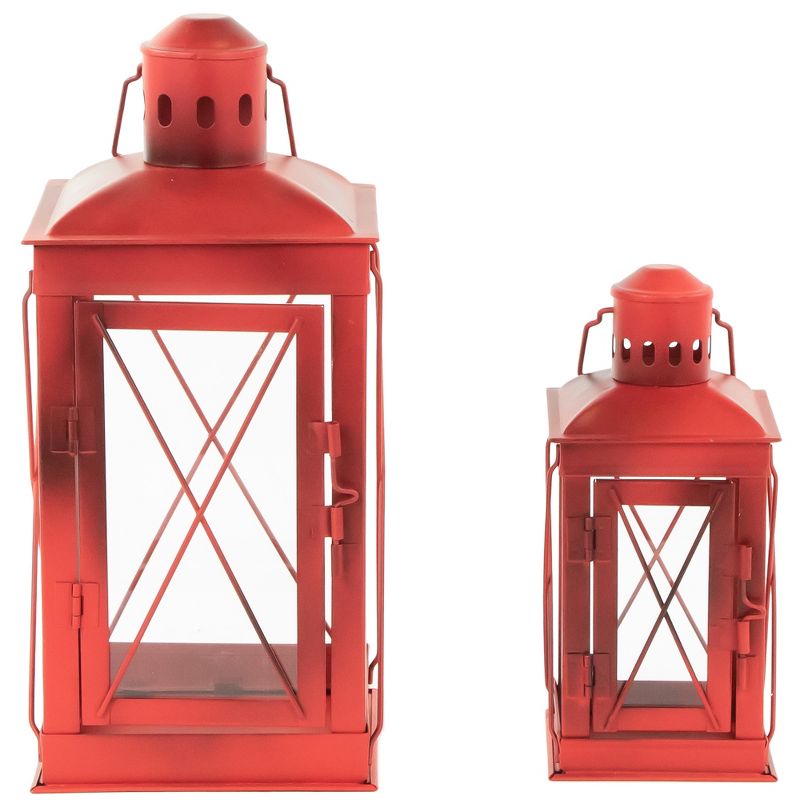 Northlight Set of 2 Antique Red Mission Style Candle Lanterns 12.25", 3 of 4