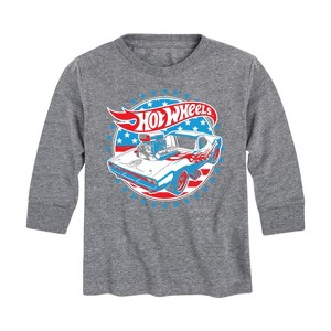 Boys' - Hot Wheels - Red, White and Blue Muscle Car Long Sleeve Graphic T-Shirt - 1 of 4