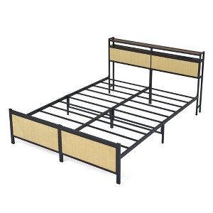 NicBex Full/Queen Size Bed Frame with Storage Headboard,Built-in USB Ports and LED Lights - 1 of 4