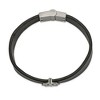 Black Bow Jewelry Antiqued Stainless Steel Black Leather Compass Bracelet, 8.25 Inch - 2 of 4