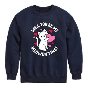 Boys' - Instant Message - Valentine's Day Be My Meowentine Graphic Long Sleeve Fleece Sweatshirt - 1 of 4