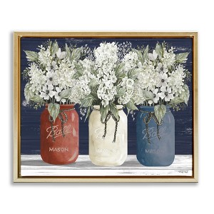 Stupell Industries Americana Floral Bouquets Floating Frame Canvas Art, Gold, 31" x 25" - 1 of 4