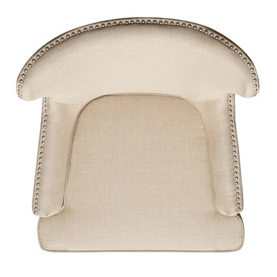 Transitional Cream Winged Accent Chair with Silver Nailhead Trim