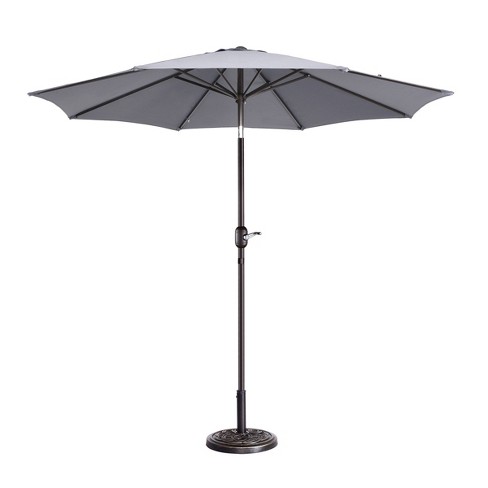9-foot Umbrella - Crank Outdoor Table Umbrella With Steel Ribs And Aluminum Pole For Deck, Porch, Backyard, Or Pool By Nature Spring (gray) : Target