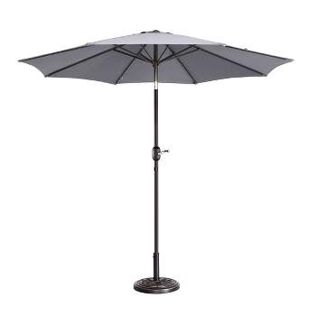 9-Foot Patio Umbrella - Easy Crank Outdoor Table Umbrella with Steel Ribs and Aluminum Pole for Deck, Porch, Backyard, or Pool by Nature Spring (Gray)