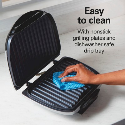 Hamilton Beach Electric Indoor Grill with Nonstick Surface, 1200W, Stainless Steel