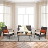 Tangkula 4PCS Cushioned Rattan Patio Conversation Set Outdoor Furniture Set - 4 of 4