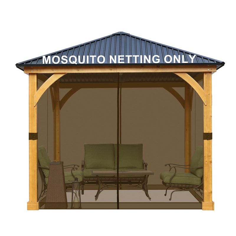 Aoodor 12 x 12 ft. Gazebo Replacement Mosquito Netting Screen 4-Panel Sidewalls with Double Zipper (Only Netting), 1 of 8
