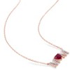 EVERLY JEWELRY | Rose Plated Sterling Silver 1ct TGW Created Ruby and 1/10ct TDW Diamond "MOM" Pendant with Chain, 17 inc - 4 of 4