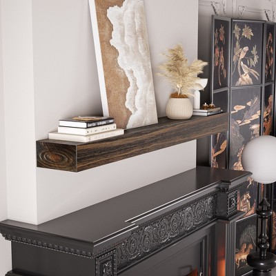 APRILSOUL Dark Chocolate Rustic Elegance Handcrafted Pine Wood Fireplace Mantel