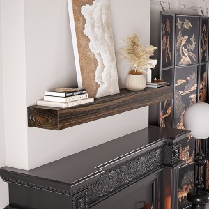 APRILSOUL Dark Chocolate Rustic Elegance Handcrafted Pine Wood Fireplace Mantel - 1 of 4