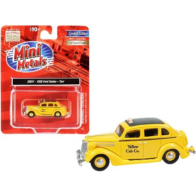 1936 Ford Sedan Taxi "Yellow Cab Co." Yellow with Black Top 1/87 (HO) Scale Model Car by Classic Metal Works