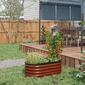 Okak Galvanized Raised Garden Bed 4 sizes Steel Planter Box with Safety Edging for Vegetables, Herbs, Outdoor, 3 colors - 1 of 4
