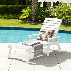 Outdoor Chaise Lounge, 79'' Oversized HDPS Chaise Lounger, 5 Positions Adjustable Lounge Chairs, Pool Lounge Chair with Wheels for Poolside, Backyard - 1 of 4