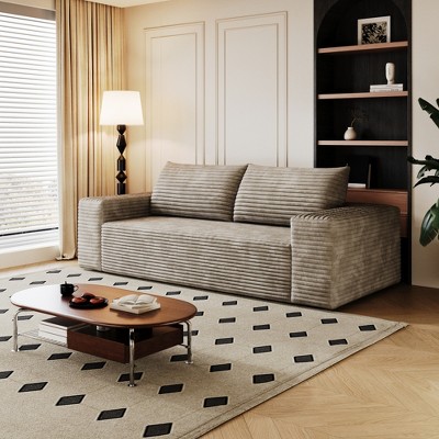 JUJABU 63" Modern Corduroy Loveseat Sofa with Deep Seat and Wide Armrests, for Living Room or Bedroom