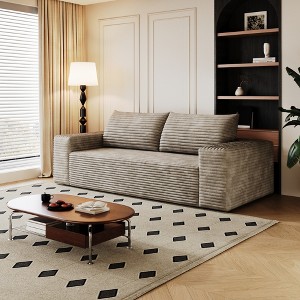 JUJABU 63" Modern Corduroy Loveseat Sofa with Deep Seat and Wide Armrests, for Living Room or Bedroom - 1 of 4
