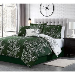 FIONECA Foliage Patterned Reversible Comforter Set Coordinating Shams Machine Washable Natural Elegance Bedding For Bedrooms - 1 of 4