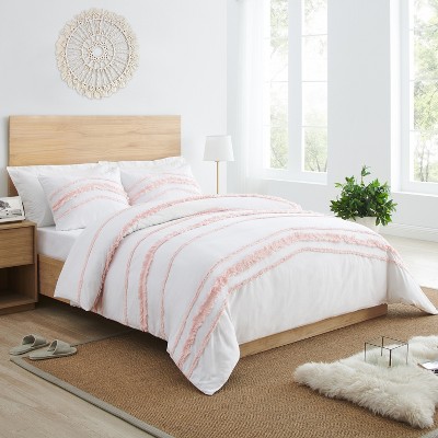Sweet Jojo Designs Girl Full/Queen Comforter Bedding Set Boho Fringe White and Pink 3pc — фото 2