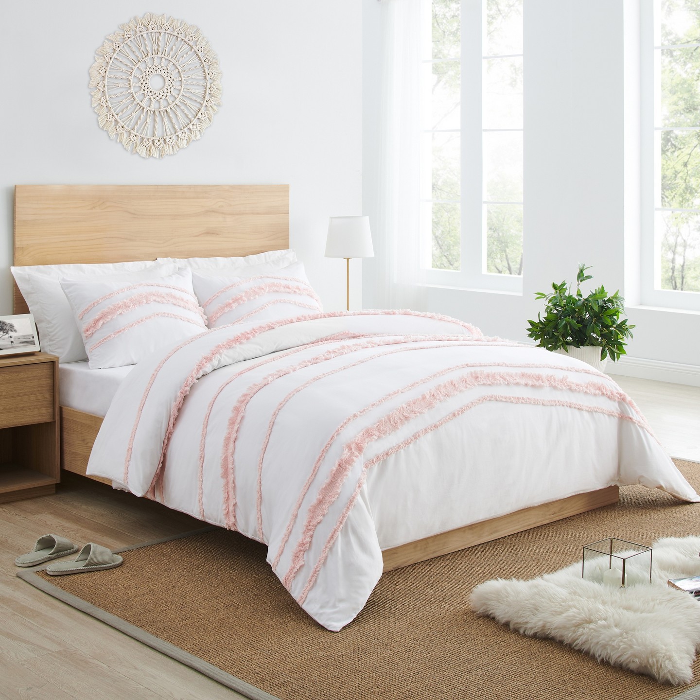Постельное бельё Sweet Jojo Designs Full/Queen Comforter Bedding Set Boho Fringe White and Pink 3pc для девочек, цвет: Белый — фото 2