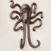 Cast Iron Octopus Wall Hook 6.1"H in Distressed Black Nautical Style by Kalalou - 3 of 3