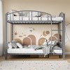Metal Bunk Bed Twin Over Twin, Heavy Duty Bunkbeds Frame with Arched Guardrail and Safety Ladder, Sturdy Steel Bed for Kids Boys Girls, Black - 3 of 4