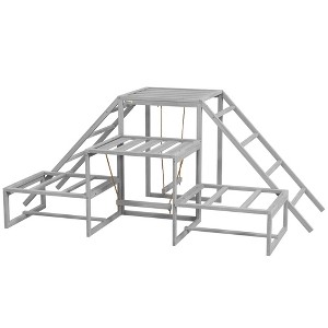Skyzone Chicken Activity Center with Swing, Platform & Perches - Yellow Fir Wood Coop Toy for - 1 of 4