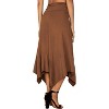 Women's Flowy Handkerchief Hem Midi Skirt - Asymmetric Boho Chic A-Line Skirt Brown - 4 of 4
