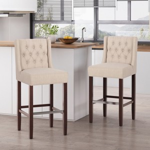 PAGED 30.5" High Seat Bar Stools Set of 2, Modern Upholstered Counter Height Bar Chair with Back, Metal Legs for Bar, Kitchen, Dining Room - 1 of 4