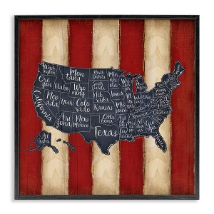Stupell Industries United States Map on Stripes, 17" x 17" - 1 of 4