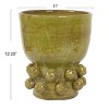 Storied Home Round Terra-cotta Hobnail Footed Vase, Green - 2 of 4